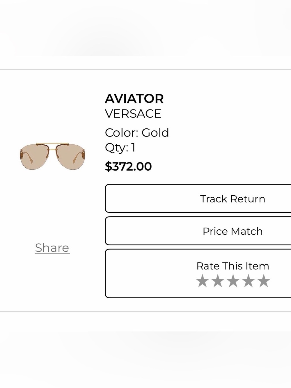 Versace Rimless Aviator Sunglasses in Brown Gold with tinted Lenses emblem NWT - Picture 5 of 13